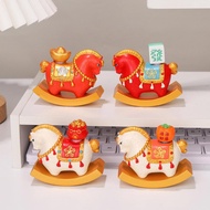 Horse Year Rocking Horse Car Ornament Chinese New Year Horse Figurine Resin Horse Figurine for Cars 