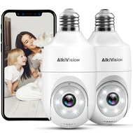 2K Light Bulb Security Cameras Wireless Outdoor 2pcs - 2.4G Hz 360° Motion Detection, for Home Secur