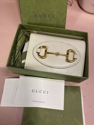 GUCCI Horsebit 1955 白色銀包