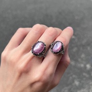 喜迎瑤 925銀 紫雲母 紫鋰雲母 雲母石 活口 戒指 民族風 男女