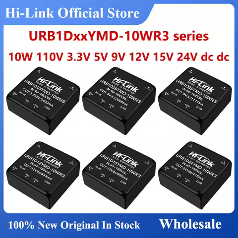 Hi-Link Official URB1D05YMD-10WR3 10W 110V 3.3V 5V 9V 12V 15V 24V DC DC Converter Isolated Power Sup