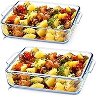 NUTRIUPS Set of 2 baking dishes made of borosilicate glass (1.3L), 19 x 23.8 x 5 cm for 2 people (fa