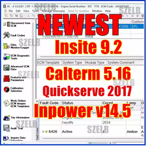 Newest For Cummins Insite 9.2 Pro Unexpire Diagnostic software Calterm 5.16 Inpower Pro V14.5 QuickS