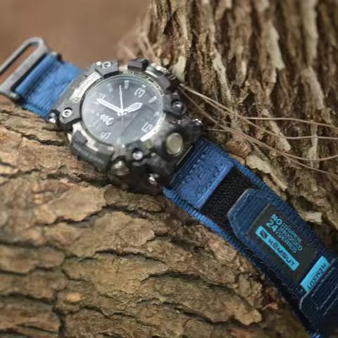 Hemsut Super Rugged Nylon Watch Band for Casio Gshock GWG-2000 GWG-2040 Replacement Straps Blue ( NO