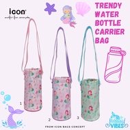 ICON Mermaid printed Water Bottle Sling Carrier in adjustable shoulder strap Sport Water botte bag.