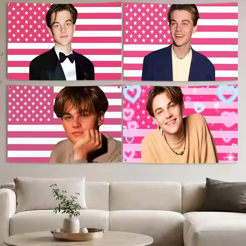 L-Leonardo Dicaprio Young Flags Aesthetic Wall Tapestry Printed Wall Hanging Living Room Party Outdo