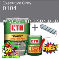 0104 executive grey / KTH EPOXY ( 5L ) + ( FREE 7" ROLLER SET ) Floor Epoxy Paint (4L+1L Hardener) Brand: KTH
