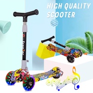 Children Music Scooter Wheel Foldable Height Adjustable + Flash Wheel + Music Scooter for Kids Ride-On Push Scooter for Kids Wheel with box