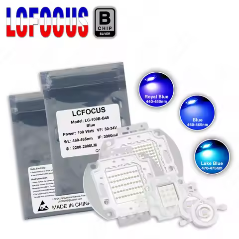 High Bright 1W 3W 5W 10W 20W 30W 50W 100W Royal Lake Blue 440nm 460nm 470nm COB Diode 1 3 5 10 20 30