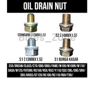 OIL NUT  OIL DRAIN NUT DRAIN OIL BOLT EX5 DREAM C70 GBO GBOJ FAME WAVE DASH FUTURE SRL Y110 NUT MINY