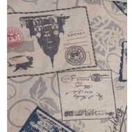 Canvas fabric with stamp pattern for sewing tote bags [1.45mx1m]