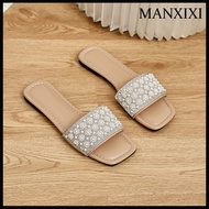 MANXIXI Fashion Women Beautiful Peals Flat Slippers (Size 35-43)