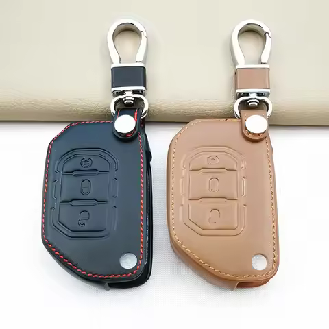 Leather Car Remote Control Key Case Cover Holder For Jeep New JL Wrangler Gladiator JT Remote Interi