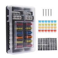 12 Way Fuse Box Holder With Blade Fuse Holder Block & Warning Indicator Car Boat Blade Fuse Box 12V 