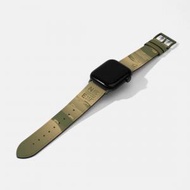 Jessenia Original - 大東山綠色行山徑圖案印花22mm Apple Watch牛皮錶帶 適合42mm 44mm 45mm 49mm錶面