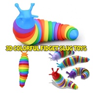🔥READY STOCK🔥 KIDS SENSORY TOY /RAINBOW CATERPILLAR FIDGET SLUG TOY / 3D COLORFUL FIDGET SLUG TOYS