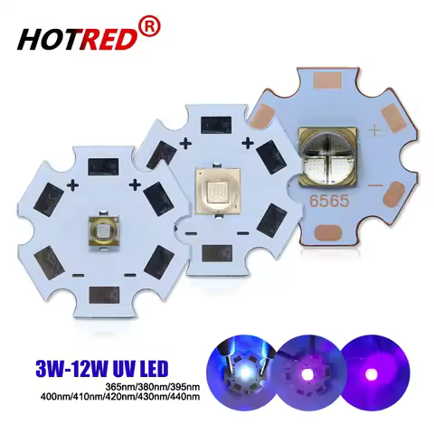 UV LED 3V 6V 12V 3W 5W 10W12W Purple 3535 XPE 5050 XLM LG6565 Chip Light 365nm 370NM 395nm 405nm For