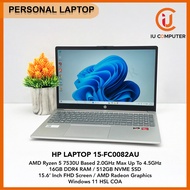 HP LAPTOP 15-FC0082AU AMD RYZEN 5 7530U 16GB RAM 512GB NVME SSD USED LAPTOP REFURBISHED NOTEBOOK