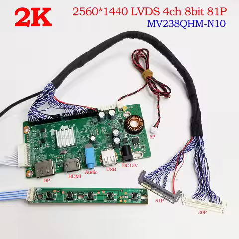 LCD Controller For MV238QHM-N10 2K 2560*1440 4ch 8bit 81P LVDS LCD Gaming Monitor Driver Board Kit H