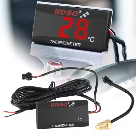 12V Motorcycle Thermometer 0~120°C Monitor Red Blue Indicator Warning With Sensors Water Tank Retrof