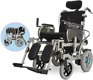 Luxurious and lightweight Portable Folding With Adjustable Pedal Bracket High Backrest Headrest Power Wheelchair 12Ah