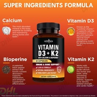 NEW AGE Vitamin D3 5,000 IU + K2 MK-7 100 mcg - 2-in-, Immune & Heart, Easy to Swallow,  - 120 Capsu