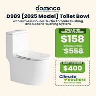 [CLIMATE VOUCHER $300] Domaco D989 [2025 Model] Toilet Bowl w/ Rimless Double Turbo Tornado Flushing