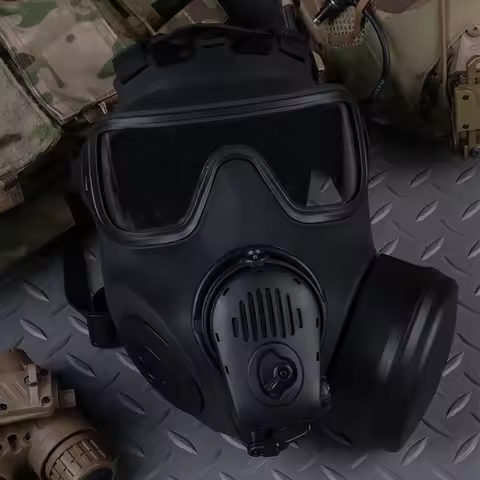 Outdoor Gas Mask FM53 Model Built-in Mic Fan Filter Canister for Halloween Cosplay Film Prop Costume