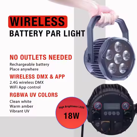 Pknight Battery Powered LED Wash Bar Light, 12×18W RGBWA+UV Wireless DMX512 Uplight, IP65 Waterproof