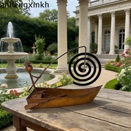 ANHENGXIN Sailboat Coil Holder, Vintage Style Rustic Iron Metal Coil Stand, Desktop Ornament Coil Tr