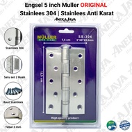 Engsel Muller 5 inch Stainlees ORIGINAL / Engsel stainlees 304 tebal anti karat / Engsel Pintu Luban