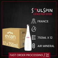 Evian Glass Natural Mineral Water 750ml Botol Kaca