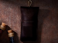 Leviathan RPG Double Potion Bag | Large Dice Bag | Brown Leather Bag With Dice Potion Flask Set | Di