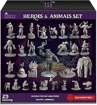 28mm Bulk Dungeons and Dragons Miniatures - Hero & Animals for D&D & DND Minis - Tabletop Fantasy Fi