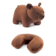 美國 KIKKERLAND 小熊攜帶式枕頭/ 咖啡色