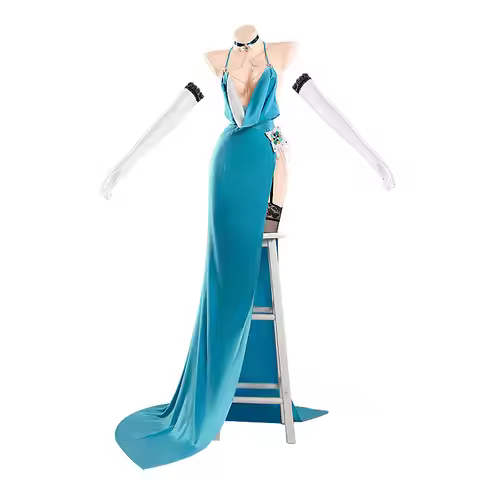Game Blue Archive Ichinose Asuna Evening Dress Cosplay Costume Women Blue Long Split Trailing Gown F