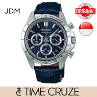 [Time Cruze] Seiko JDM SBTR019 Spirit Chronograph Blue Dial Blue Leather Strap Quartz Men Watch