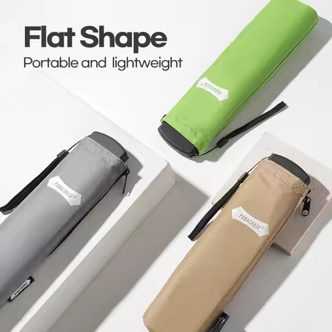 Parachase Flat Rain Umbrella Woman Lightweight 143g Foldable Mini Umbrella Pocket Portable Travel Fo