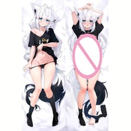 Cute Amane Shirakami Fubuki Vtuber Square Pillowcase Peach Skin 2WAY Decor Pillow Room Cushion Case