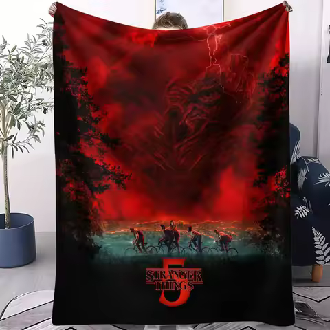 New S-Stranger T-Things 5 Horror Movie Blanket Fluffy Soft Flannel Throw Sofa Bed Cover Office Nap P
