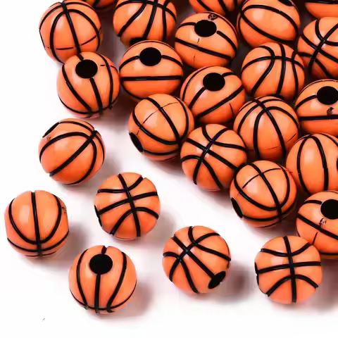 50 pc Craft Style Acrylic Beads Sports Beads Basketball Coral 11.5~12x10.5mm Hole: 3.5~4mm