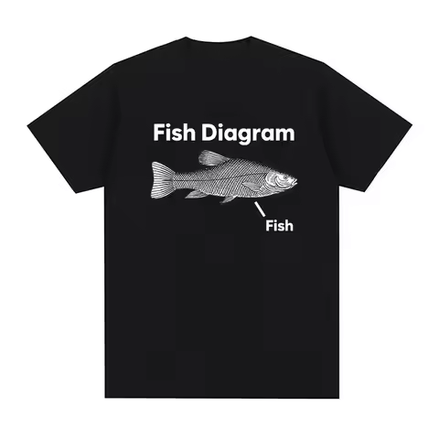 Funny Fish Diagram Meme Graphic T Shirt Women Retro High Quality Fashion T-shirts Tops Casual Women