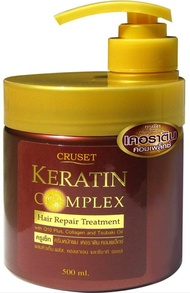 Cruset Keratin Complex Hair Repair Treatment ทรีทเม้นท์ ครูเซ็ท เคราติน 500ml. คืนสภาพผมแห้งเสีย ให้กลับมีสุขภาพดี ล็อกสีผม ให้คงประกายสดใส (กระปุกสีน้ำตาล)