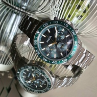 Fossil BQ2492 Bannon Multifunction Chronograph Watch with Rotating Bezel Black Dial Silver Stainless