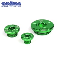Green Engine Timing Oil Filter Plug Set For KX250F 11-16 KX450F 09-16 KLX450R 08-15 Dirt Bike Motocr