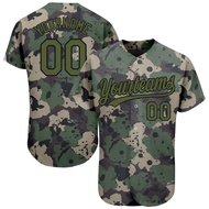 Customize Name, Team Name and Number Camo Pattern 3D All Over Print Baseball Jersey Shirt Size S-5XL