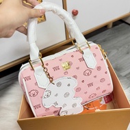 [Free keychain] Women's handbag, crossbody bag size 18cm with cute patterns and free dog keychain K7