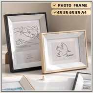 Solid Wood 3D Photo Frame 4R-10 Inch A4, Dual Use Desktop Wall Mount Ins Style Home Decor Picture Fr