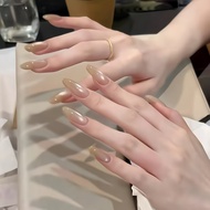 [LUMOS BAZAAR] Light Tea Glazed Fairy Exquisite Gentle Nude Cat Eye Handmade Wearing Manicure