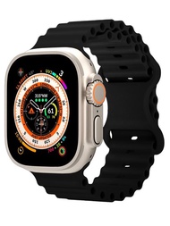 1入組黑色海洋矽膠錶帶，與Apple Watch錶帶，Apple Watch手錶帶帶錶帶49mm 45mm 44mm 42mm 41mm 40mm 38mm相容，透氣運動Apple Watch錶帶，Apple Watch手錶帶帶錶帶超級9 8 7 6 5 4 3 2可調式手帶